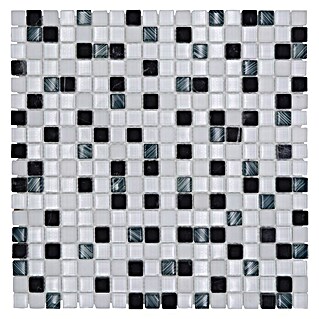 Mosaikfliese Quadrat Crystal Mix XCM M740 (30 x 30 cm, Weiß/Grau, Glänzend)