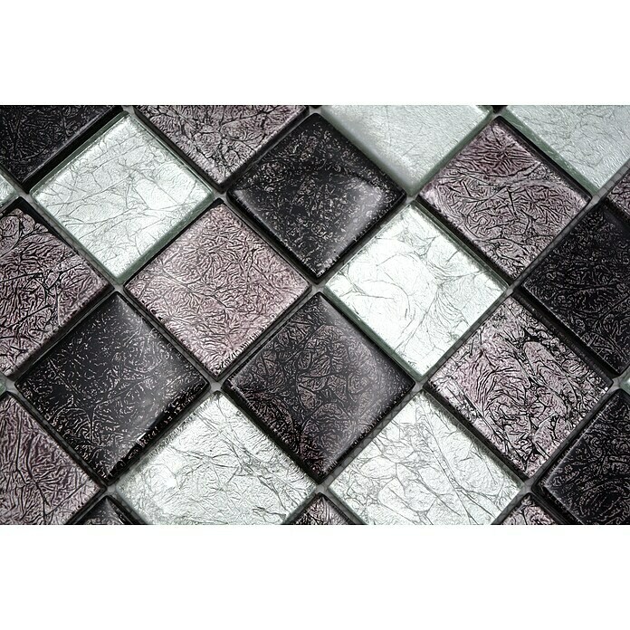 Mosaikfliese Quadrat Crystal XCM 8BS28 (30 x 30 cm, Silber/Schwarz, Glänzend) | BAUHAUS