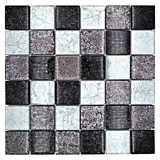 Mosaikfliese Quadrat Crystal XCM 8BS28 (30 x 30 cm, Silber/Schwarz, Glänzend)