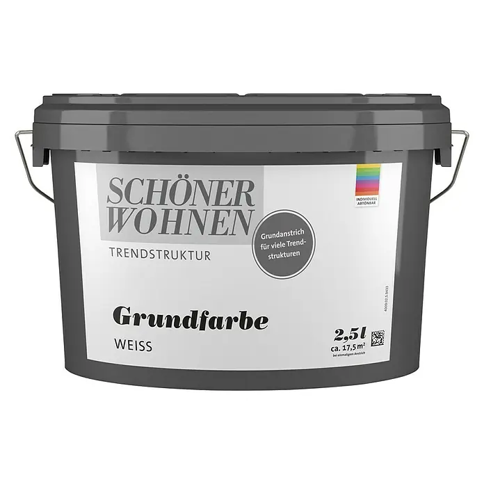 SCHÖNER WOHNEN-Farbe Trendstruktur Dekoputz-Set Loft-Optik - 5 -tlg. - Farbeimer "Schöner Wohnen Trendstruktur Grundfarbe Weiß" mit 2,5l Inhalt für ca. 17,5 m², ideal als Grundanstrich für Trendstrukturen.