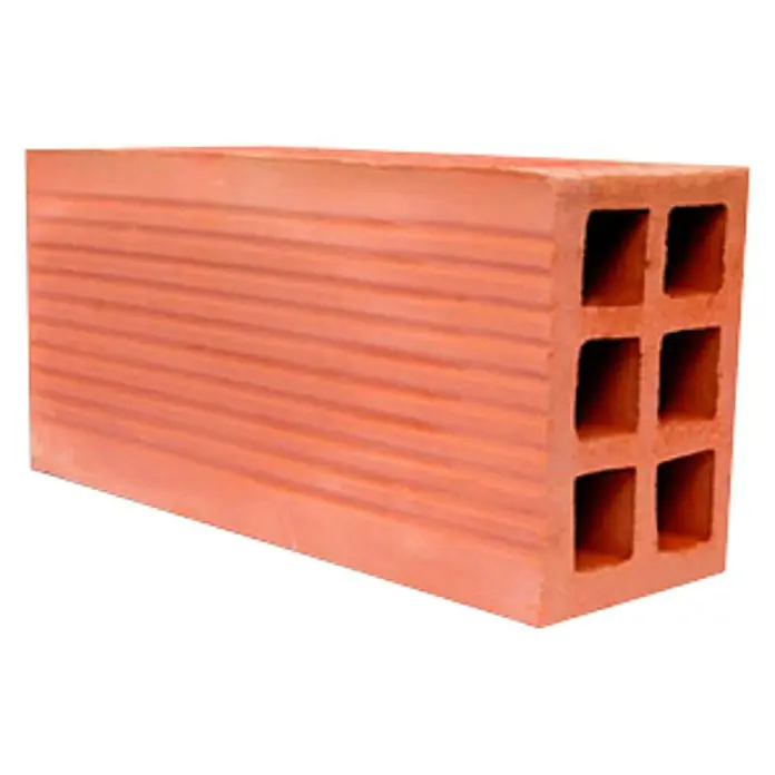BHS Málaga Ladrillo Hueco - 9 x 23 cm, Rojo - Un solo ladrillo marrón rojizo con agujeros. Ideal para proyectos de construcción que requieren estabilidad y ventilación.