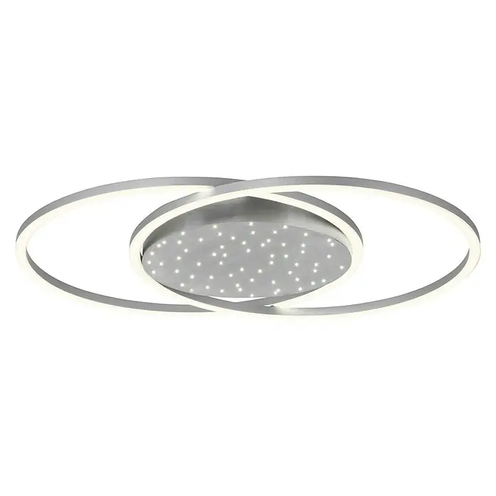 Paul Neuhaus LED-Deckenleuchte YUKI - 48 W, L x B x H: 66,8 x 50 x 5 cm, Stahl, Mehrfarbig - Moderne Deckenleuchte mit zwei überlappenden Ringen und zentraler Scheibe mit Sternenmuster, ideal für stilvolle Innenräume.
