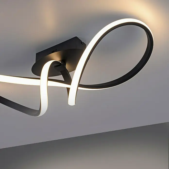 Just Light LED-Deckenleuchte - 18 W, L x B x H: 61 x 24,5 x 27 cm, Schwarz, Sonstige - Moderne LED-Deckenleuchte mit schwarzem, geschwungenem Design. Ideal für Wohn- und Schlafzimmer, sorgt für helles, effizientes Licht.