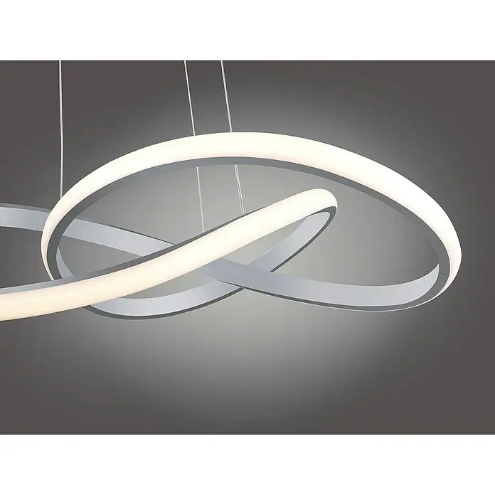Just Light LED-Pendelleuchte - 29,5 W, L x B x H: 57 x 57 x 120 cm, Aluminium, Sonstige - Moderne LED-Hängeleuchte mit verschlungenen Ringen in Weiß und Grau, ideal für stilvolle Innenräume. Elegante Beleuchtungslösung.