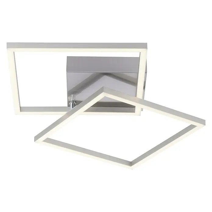 Just Light LED-Deckenleuchte Iven - 17,5 W, L x B x H: 35,9 x 35,9 x 7 cm, Stahl, Warmweiß - Moderne LED-Deckenleuchte mit zwei Quadraten in Silberoptik, die ein helles und effizientes Licht erzeugt. Ideal für Wohn- und Schlafräume.