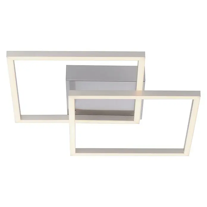 Just Light LED-Deckenleuchte Iven - 17,5 W, L x B x H: 35,9 x 35,9 x 7 cm, Stahl, Warmweiß - Moderne LED-Deckenleuchte mit zwei überlappenden, weißen Rechtecken, die ein helles, indirektes Licht erzeugen. Ideal für stilvolle Innenräume.