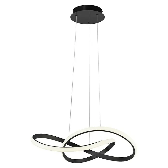 Just Light LED-Pendelleuchte - 29,5 W, L x B x H: 57 x 57 x 120 cm, Schwarz, Tageslichtweiß - Moderne LED-Hängeleuchte mit verschlungenen Ringen in Schwarz und Weiß, ideal zur stilvollen Beleuchtung von Wohnräumen. Zeitgemäße Eleganz.