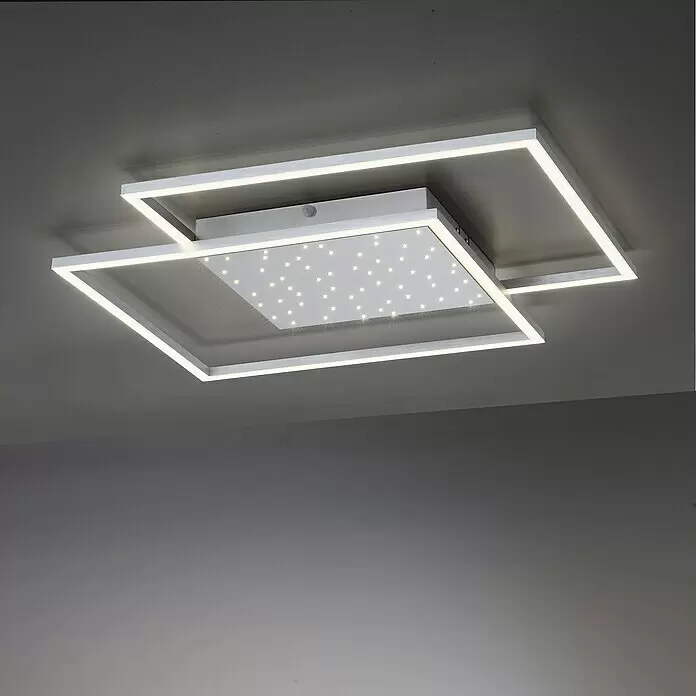 Paul Neuhaus LED-Deckenleuchte YUKI - 57 W, L x B x H: 67 x 67 x 5 cm, Stahl, Mehrfarbig - Stimmungsaufnahme