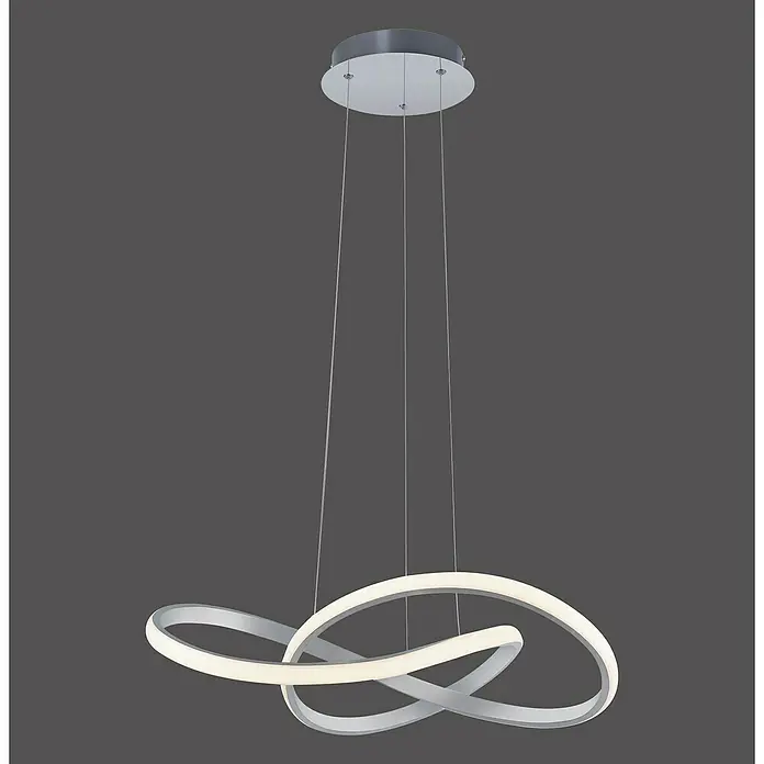 Just Light LED-Pendelleuchte - 29,5 W, L x B x H: 57 x 57 x 120 cm, Aluminium, Sonstige - Moderne LED-Pendelleuchte mit verschlungenem Design und silbernem Baldachin. Elegante Beleuchtung für jeden Raum.