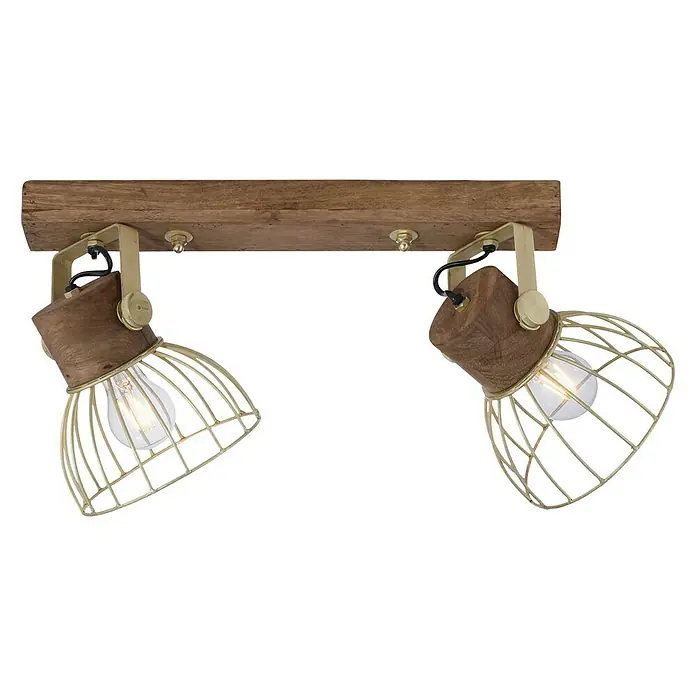 Just Light Deckenstrahler - 60 W, L x B x H: 64 x 29 x 21 cm, E27, 2 Stk. - Strahlen Sie Ihren Raum aus mit dieser rustikalen Deckenleuchte, die Holz, Metall und stilvolles Design in einem einzigartigen Lichtobjekt vereint.