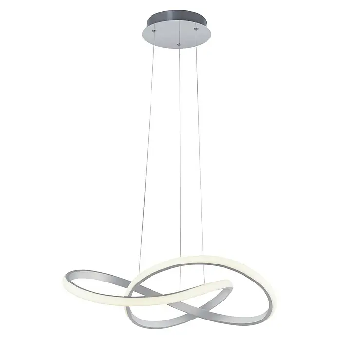 Just Light LED-Pendelleuchte - 29,5 W, L x B x H: 57 x 57 x 120 cm, Aluminium, Sonstige - Moderne LED-Hängeleuchte mit einem eleganten, verschlungenen Design aus silbernem Metall und hellem, effizientem Licht für stilvolle Beleuchtung.