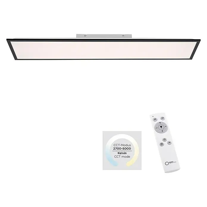 Just Light LED-Panel - 37 W, L x B x H: 119,5 x 29,5 x 7 cm, Schwarz, Sonstige - Moderne LED-Deckenleuchte mit Fernbedienung zur Farbtemperaturanpassung (2700-5000K) für ein angenehmes Ambiente.