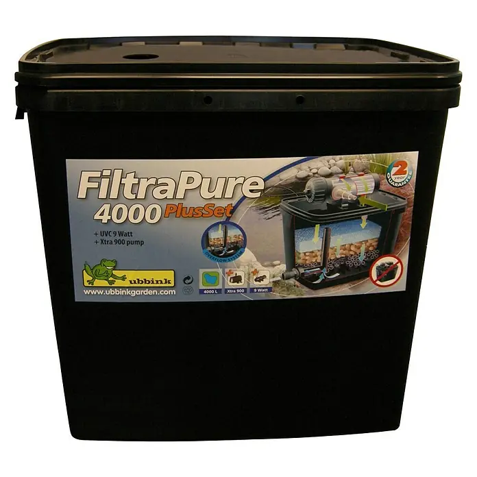 Ubbink Teichinnenfilter Filtrapure 4000 Plus-Set - Fördermenge pro Std.: 900 l - Abgebildet ist ein FiltraPure 4000 PlusSet Teichfilter von Ubbink, ideal für die Teichreinigung und -pflege.