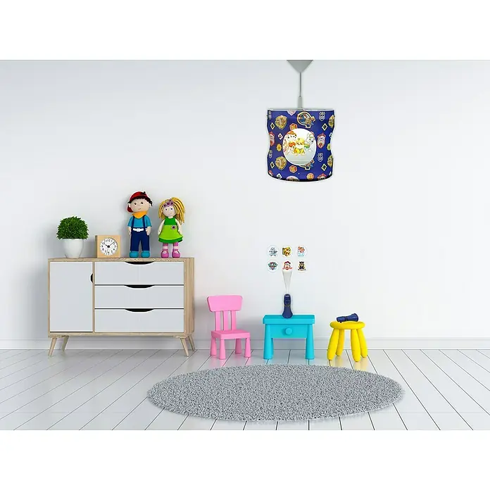 Niermann Pendelleuchte rund Paw Patrol - 60 W, Mehrfarbig, E27 - Paw Patrol Kinderzimmer mit passender Lampe, Spielzeug und Möbeln für eine verspielte Atmosphäre.