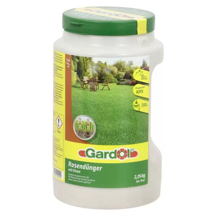 Gardol Rasendünger mit Eisen - 2,25 kg, Max. Anwendungsfläche: 75 m²