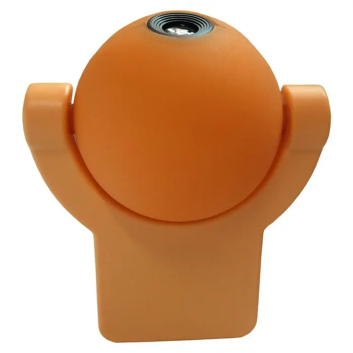 Niermann LED-Nachtlicht Sunny - Netzstecker, Orange, L x B x H: 90 x 80 x 70 mm - Orangefarbene Kamera mit Kugeldesign und Objektiv obenauf, ideal für moderne Videoüberwachung im Innenbereich.