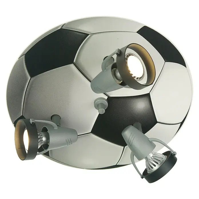 Niermann Kinderzimmerleuchte rund - 35 W, GU10 - Faszinierende Fußball-Deckenleuchte mit drei Strahlern, ideal für Kinderzimmer. Sorgt für spielerische Beleuchtung und Atmosphäre.
