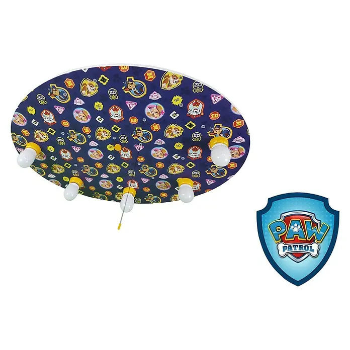 Niermann Kinderzimmerleuchte rund Paw Patrol - 75 W, E27 - Ein Paw Patrol Deckenleuchte mit einem blauen Lampenschirm und gelben Akzenten sorgt für eine tolle Atmosphäre im Kinderzimmer.