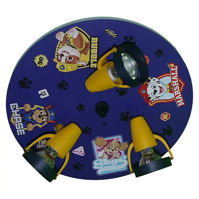 Niermann Kinderzimmerleuchte rund Paw Patrol - 35 W, GU10 - Kinderzimmerlampe mit Paw Patrol Motiven. Die Lampe ist mit den Charakteren Rubble, Chase, Marshall und Skye verziert.