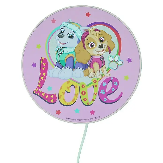 Niermann Kinderzimmerleuchte rund PAWSITIVE PUPS - 25 W, E14 - Paw Patrol "Love" Kindergeburtstag Tortenaufleger, ca. 19cm Durchmesser, mit Skye und Everest Motiv, perfekte Deko für Paw Patrol Mottopartys.