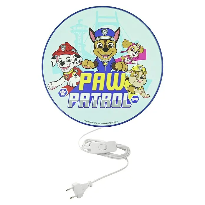 Niermann Kinderzimmerleuchte rund Paw Patrol - 25 W - Paw Patrol Nachtlicht mit den beliebten Charakteren Marshall, Chase, Skye und Rubble für eine angenehme Atmosphäre im Kinderzimmer.