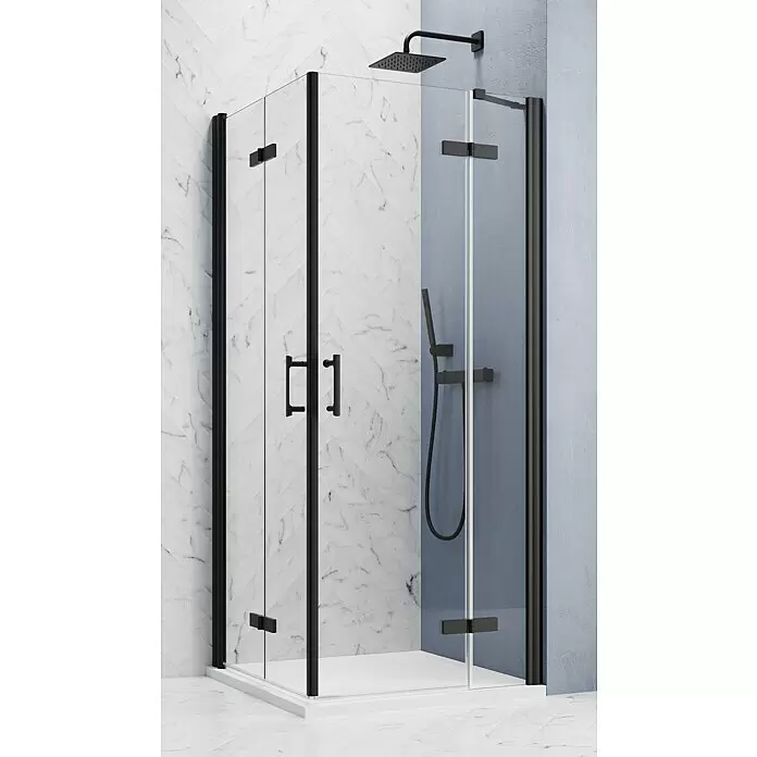 GEO Hit Pro Eckdusche B-PE430L x B x H: 80 x 100 x 202,2 cm, Beschichtet, Stärke: 6 mm, Schwarz
