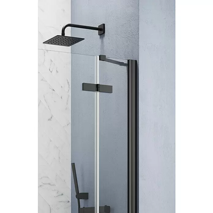 GEO Hit Pro Eckdusche B-PE430L x B x H: 80 x 100 x 202,2 cm, Beschichtet, Stärke: 6 mm, Schwarz