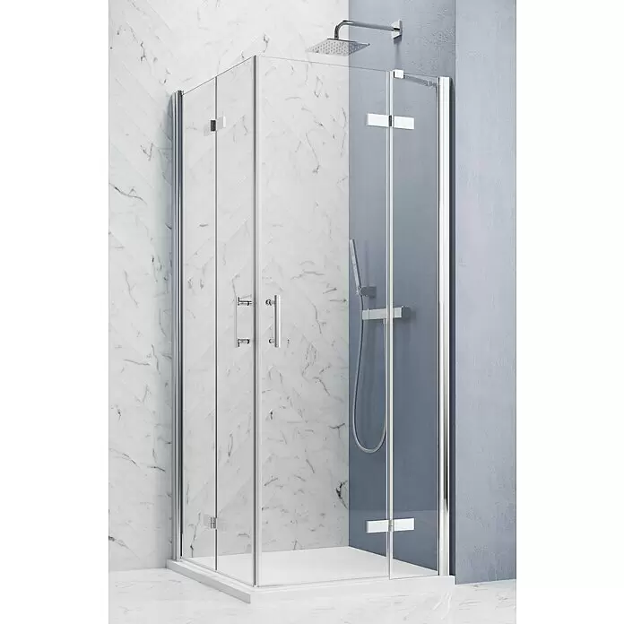 GEO Hit Pro Eckdusche B-PE430L x B x H: 80 x 80 x 202,2 cm, Beschichtet, Stärke: 6 mm, Chrom