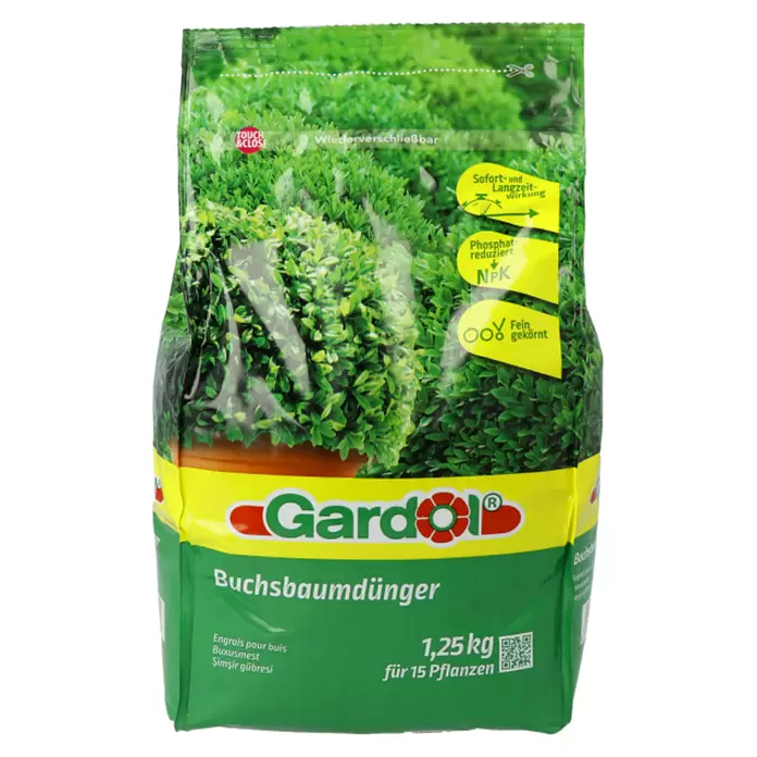 Gardol Buchsbaumdünger - 1,25 kg, Wiederverschließbar, Passend für: 15 Pflanzen