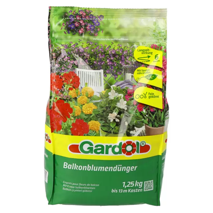 Gardol Balkonblumendünger - Wiederverschließbar, 1,25 kg, Passend für: 13 m Balkonkasten