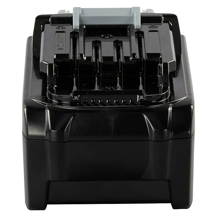 Makita XGT 40V max. Akku BL4040 - 40 V, 4 Ah - Schwarzer Akku mit grauem Griff und rechteckiger Form, der für eine sichere Stromversorgung von Werkzeugen entwickelt wurde.