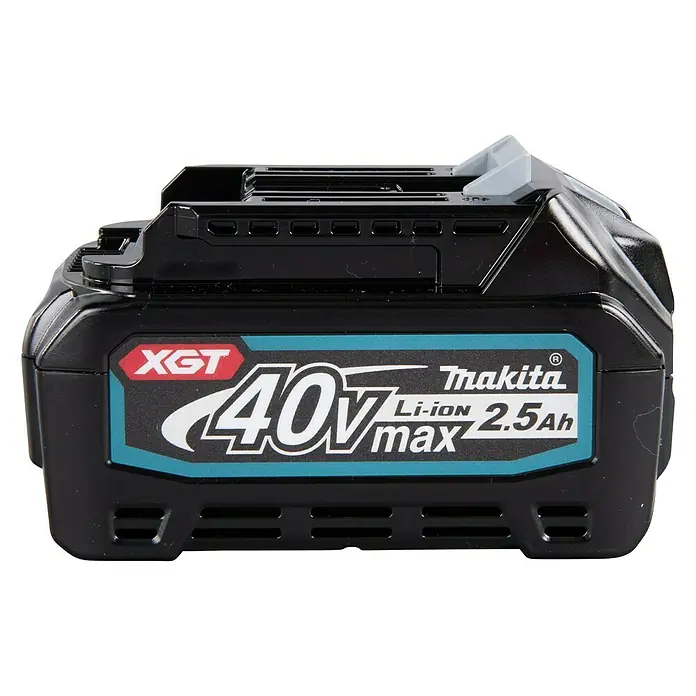 Makita XGT 40V max. Akku BL4025 - 40 V, 2,5 Ah - Aufnahme des Makita XGT 40V Max Li-Ion 2,5Ah Akkus. Das Bild zeigt das robuste Design und die Leistungsfähigkeit des Akkus.