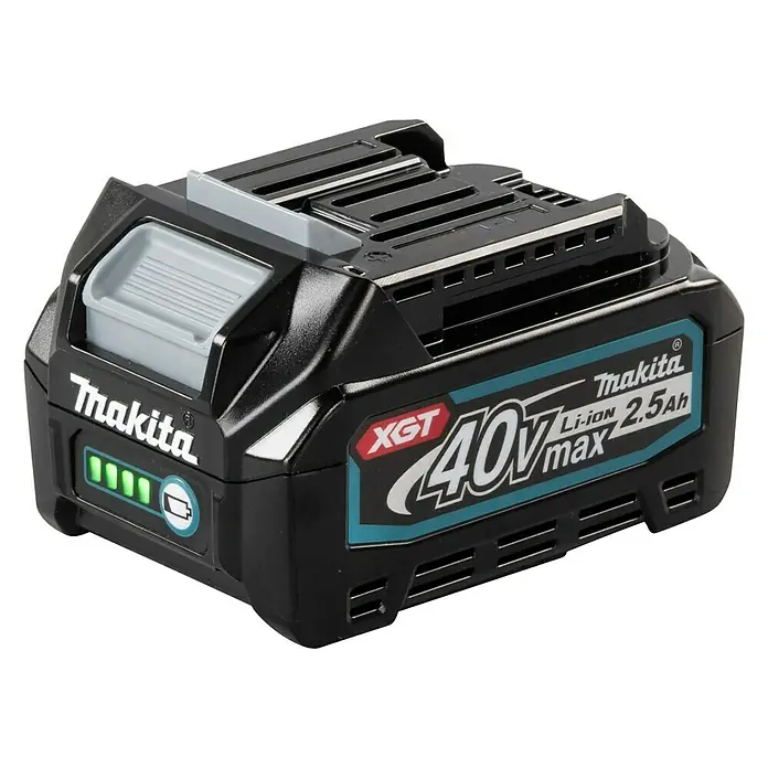 Makita XGT 40V max. Akku BL4025 - 40 V, 2,5 Ah - Das Bild zeigt einen Makita XGT 40V Max Akku mit 2,5 Ah Kapazität, ideal für leistungsstarke Werkzeuge und lange Laufzeiten.
