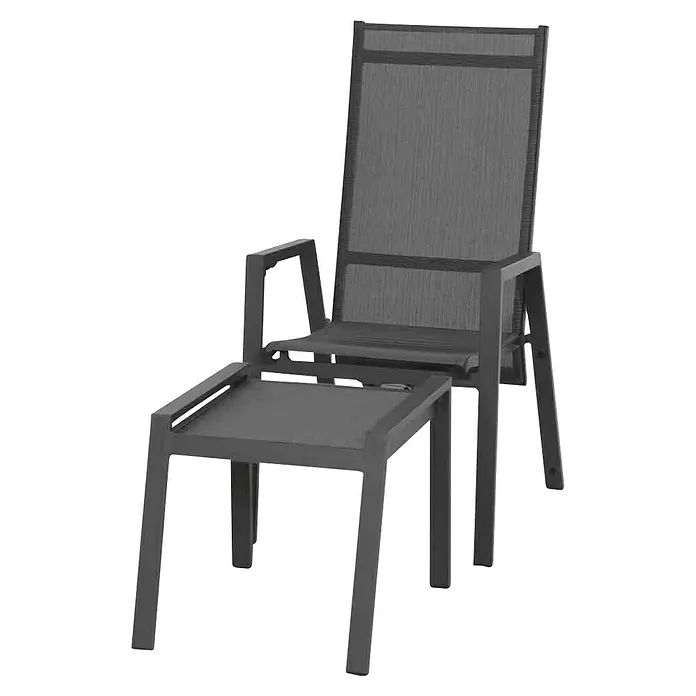 Siena Garden Savona Gartenhocker - Ranotex®-Geflecht, Stapelbar, Anthrazit, B x T x H: 58 x 50 x 46,5 cm - Grauer Gartenstuhl mit Fußstütze, ideal zum Entspannen im Freien. Bequemes Design für erholsame Stunden.