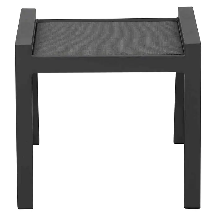 Siena Garden Savona Gartenhocker - Ranotex®-Geflecht, Stapelbar, Anthrazit, B x T x H: 58 x 50 x 46,5 cm - Ein quadratischer, grauer Beistelltisch mit einem robusten Metallrahmen und einer geflochtenen Tischplatte. Ideal für den Außenbereich.