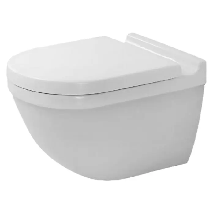 Duravit Starck 3 Wand-WC - Spülrandlos, Mit schmutzabweisender Glasur, Spülform: Tief, WC Abgang: Waagerecht, Weiß - Wandhängendes WC aus Keramik in Weiß. Das schlichte Design passt gut in moderne Badezimmer und bietet eine hygienische Lösung.