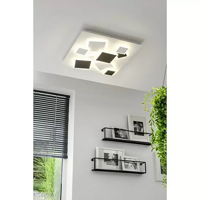 Lavida LED-Deckenleuchte - 50 W, L x B x H: 50 x 50 x 6,5 cm, Weiß, Schwarz, Warmweiß - Stimmungsaufnahme