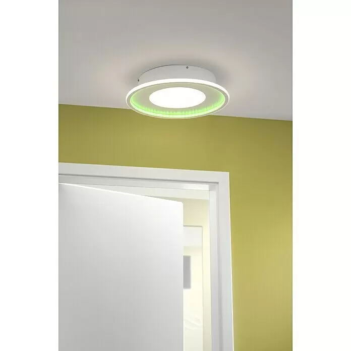 Lavida LED-Deckenleuchte rund Rovigo - Ø x H: 450 mm x 9,6 cm, Weiß, RGBW - Stimmungsaufnahme