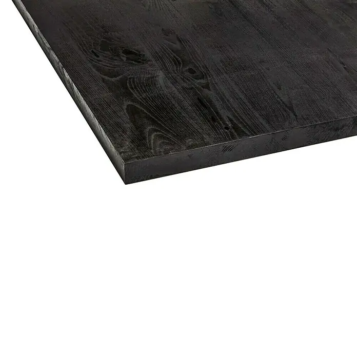 Tischplatte Esche Salzburg - Esche, 200 x 100 x 4 cm - Detailaufnahme einer edlen, schwarzen Holzplatte mit markanter Maserung, ideal für Möbeldesign und Inneneinrichtung.