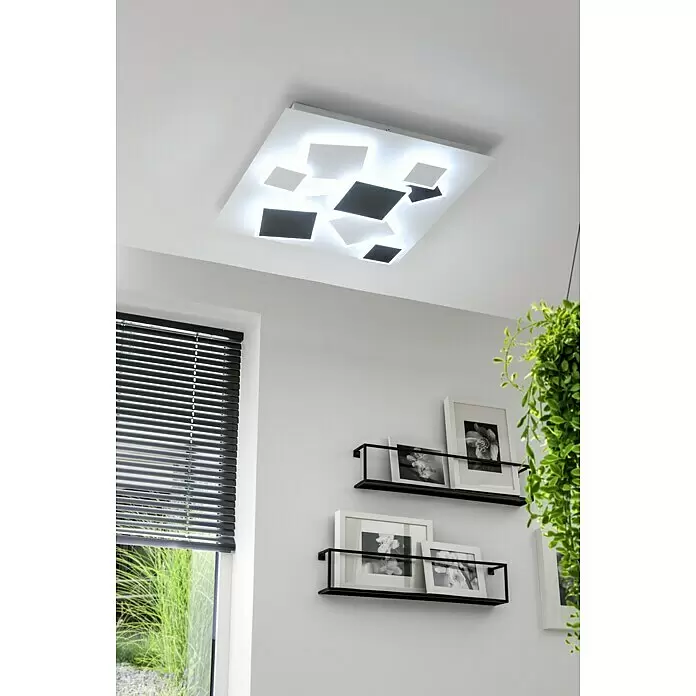 Lavida LED-Deckenleuchte - 50 W, L x B x H: 50 x 50 x 6,5 cm, Weiß, Schwarz, Warmweiß - Stimmungsaufnahme