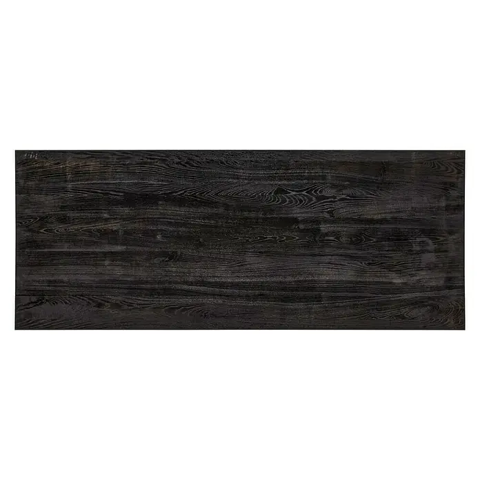 Exclusivholz Tischplatte Esche Salzburg - Esche, 200 x 80 x 2,6 cm - Eine Nahaufnahme einer rechteckigen, dunklen Holzoberfläche mit Maserung und Textur. Perfekt für Möbel oder als rustikaler Hintergrund.