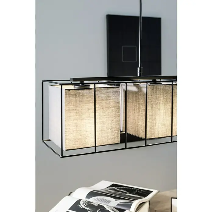 Tween Light Pendelleuchte Palermo - Höhe: 120 cm - Elegante Hängeleuchte mit Textilschirm und schwarzem Metallrahmen, die jedem Raum ein stilvolles Ambiente verleiht.