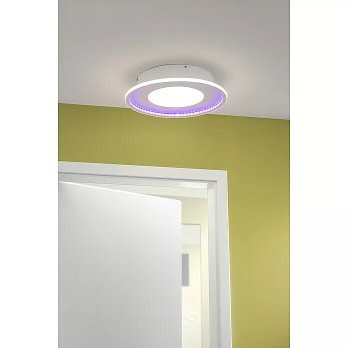 Lavida LED-Deckenleuchte rund Rovigo - Ø x H: 450 mm x 9,6 cm, Weiß, RGBW - Stimmungsaufnahme