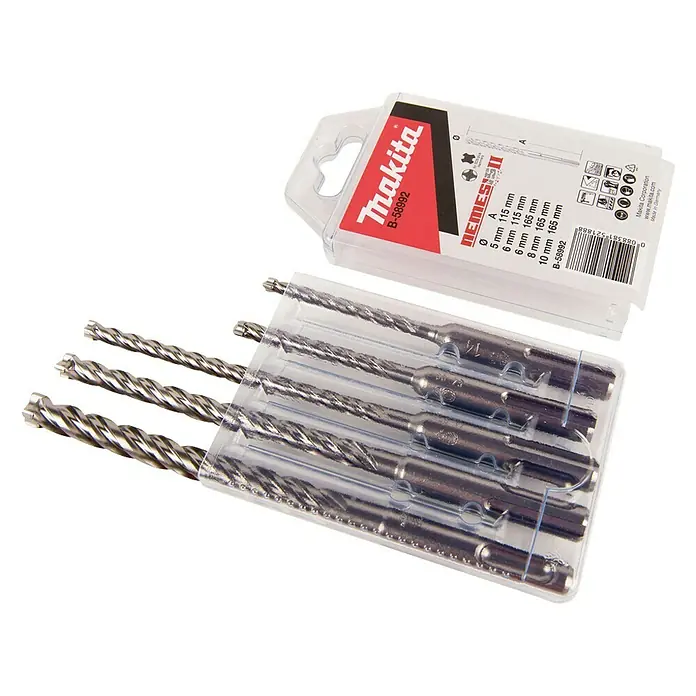 Makita Bohrer-Set Nemesis 2 - SDS Plus, 5 -tlg. - Set mit Makita Nemesis II Bohrern in verschiedenen Größen, ideal für Bauarbeiten und Heimwerkerprojekte.