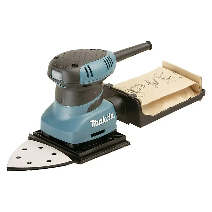 Makita Elektro-Schwingschleifer BO4565J - 200 W - Der Makita BO4556 Exzenterschleifer mit Staubabsaugung ist ideal für feine Schleifarbeiten.