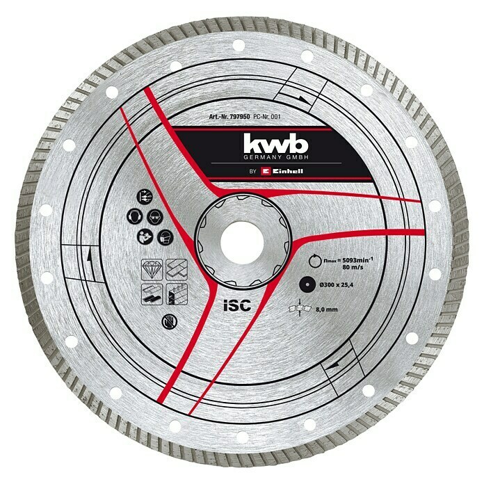 Einhell Diamant-TrennscheibeGeeignet für: Steintrennmaschinen, Durchmesser Scheibe: 300 mm, Stärke Scheibe: 8 mm Front View