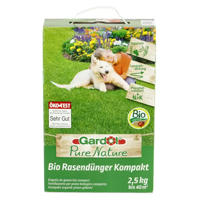 Gardol Pure Nature Bio-Rasendünger Kompakt - 2,5 kg, Max. Anwendungsfläche: 40 m²