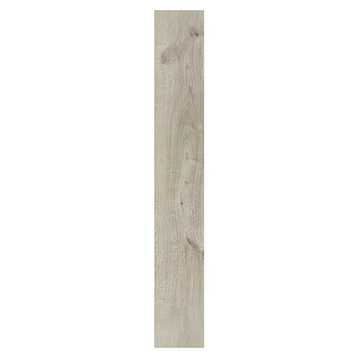 LOGOCLIC Hartvinylboden ElementPro Offshore - 1.280 x 192 x 4 mm, Landhausdiele, Offshore - Detailaufnahme einer Holzfliese in einem hellen Farbton mit einer markanten Maserung, die eine natürliche Holzoptik erzeugt.