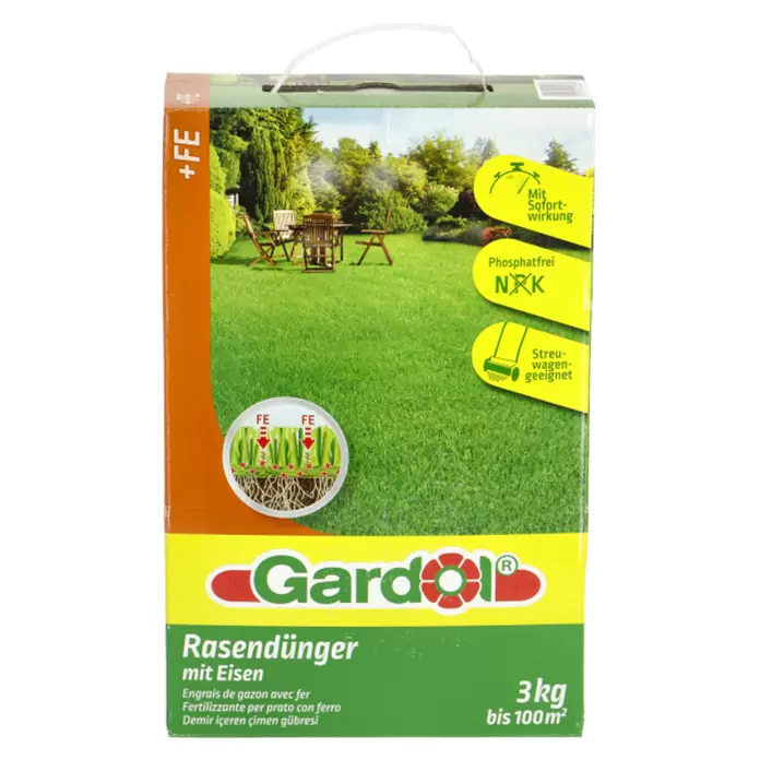 Gardol Rasendünger mit Eisen - 3 kg, Max. Anwendungsfläche: 100 m²