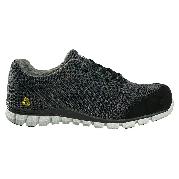 Safety Jogger Sicherheitshalbschuh Morris S1P - 37, Schutzklasse nach EN ISO 20345: S1P, Schwarz - Grauer Sicherheitsschuh mit Schnürung und gelbem Logo für einen sicheren und komfortablen Arbeitstag.